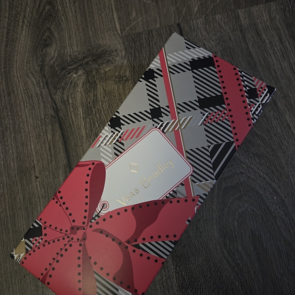 Vera Bradley Coral Pink and Black Plaid Gift Box - Picture 1 of 4